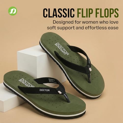 Image of DOCTOR EXTRA SOFT House Slipper for Women's Care Dr Orthopaedic Super Comfort Fitting Flat Cushion Chappal Flip-Flop for Ladies & Girl's