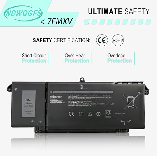 Image of 7FMXV 63Wh Laptop Battery Replacement for Dell Latitude 7420 5320 7320 7520 Series Compatible with TN2GY 0TN2GY 9JM71 4M1JN 727CG CN-0TN2GY