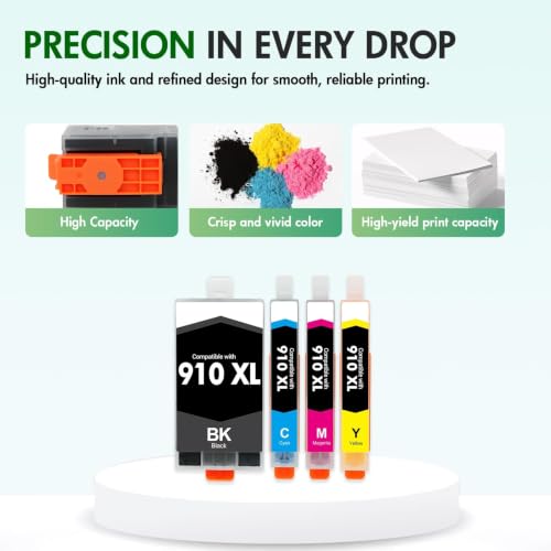 Image of 910 910XL 8020 Ink Cartridges Black and Color Combo Pack for HP Printers