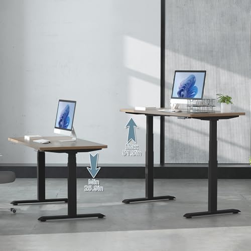Image of Fromann Dual Motor Electric Standing Desk Frame 3 Tier Legs Height Adjustable Handset with USB A+ C Ports Sit Stand up Desk Base for Home and Office (Black)