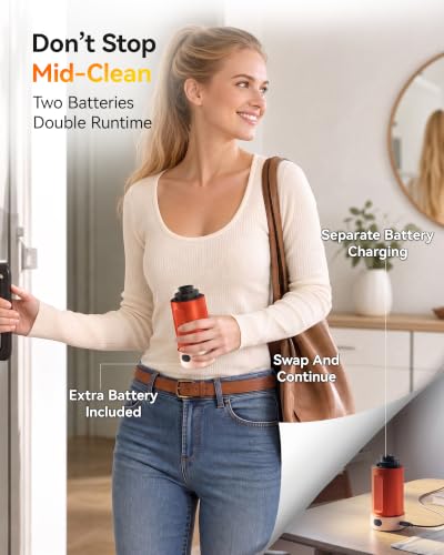 Image of Cordless Handheld Car Vacuum Cleaner 22000PA with Removable Battery | Portable Mini Hand Vacuum, Washable HEPA Filter, LED Light, One Touch Dust Emptying, Gift Kit for Car Home Desk Keyboard