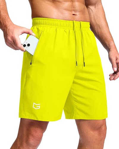 Image of G Gradual Men's Athletic Running Shorts with Zipper Pockets Quick Dry 7 inch / 5 inch / 9 inch Workout Gym Shorts for Basketball Hiking