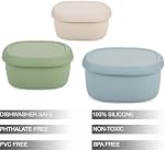 PandaEar 3 Pack de contenants de stockage alimentaire en silicone avec des lids, ensemble de bento pour le déjeuner réutilisable, BPA Gratuit, étanche, congélateur micro-ondes (6.7oz, 10oz, 20oz)