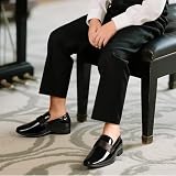 Bruno Marc Chłopięce buty smokingowe mokasyny, Jasnoczarny, 5 Big Kid