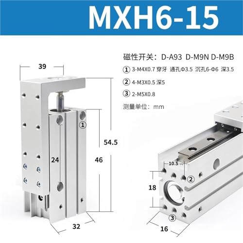 Vérin pneumatique coulissant MXH6-15 guidé de précision pour automatisme - 2