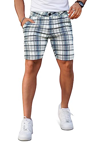 Image of GINGTTO Mens Slim Fit Shorts Stretch Tapered Leg Skinny Chinos 5 inch 7 inch