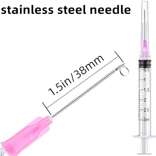 Image of 100 Pack 3ml Lab Sample Syringe with 18Gauge 1.5 Inch Liquid Measuring Refilling Tool, Individual Package
