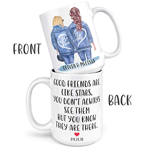 Personalized Best Friend Coffee Mug for Women - 48 Hair Styles and Colors