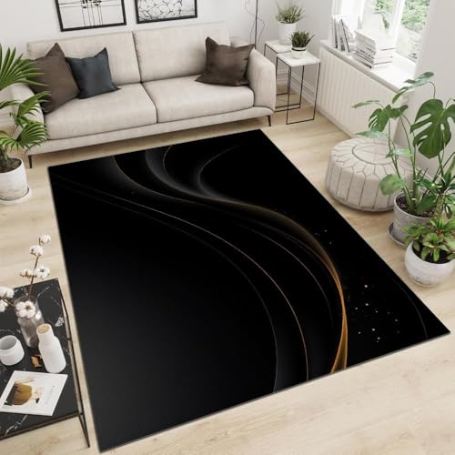 Tapis de salon facile à nettoyer antidérapant en polyester doux 3D - 5