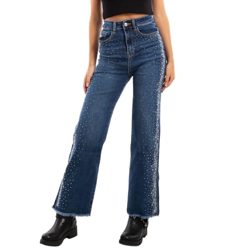 Jeans femme taille haute à strass Toocool pour vos sorties citadines branchées