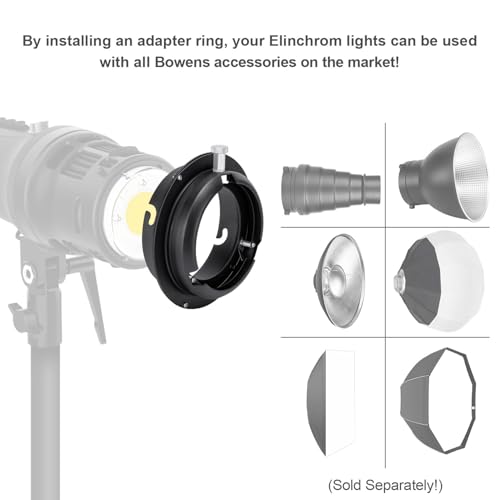 Image of FOMITO Elinchrom to Bowens Mount Converter Adapter Ring, Speedring Adapter for Softbox Beauty Dish, Bowens Mount Snoot Adapter for Studio Flash Strobe Monolight Photography