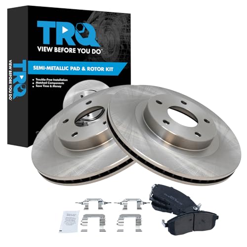 TRQ Front Brake Pad & Rotor Kit Brake Pads Brake Rotor Semi-Metallic Compatible with 2002-2004 INFINITI I35 2002-2006 Nissan Altima 2002-2003 Maxima