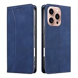 Panda Baby iPhone 16 Pro 手帳型ケース 本革に近い手触り (ブルー)