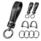 Turcee 2PCS Carbon Fiber Car Keychain Kit,Gift for Men and Women,Quick Release Spring with D-Ring Anti Lost Car Keychain Organizer