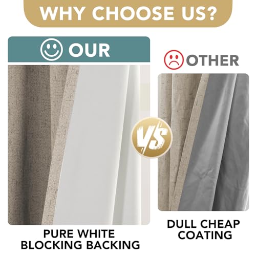 Image of H.VERSAILTEX Blackout Curtains Durable Thick Textured Look 100% Blackout Patio Door Curtain Anti Rust Grommet Extra Wide Sliding Door Curtain Panel, Cobblestone, W100 x L84 inch