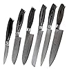 Damascus Knife Set Kitchen Chef Knife Set 6 Piece Professional Kitchen Knives，73 Layers Blade, Full Tang,Lightweight and Strong Ideal for Restaurant Chefs or for Everyday Use at Home