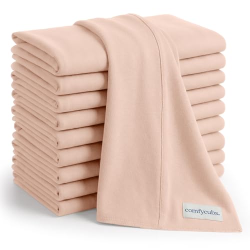 Image of Comfy Cubs Baby Burp Cloths Set (Pack of 10) - Large, 6-Layer, Ultra Absorbent 100% Cotton for Infant Spit-Up, Drool, and Messes - Soft, Gentle, Thoughtful New Born Baby Gifts, Blush