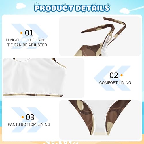 QUGRL Flowing Chocolate Ice Cream Girls Swimsuit Bikini Set Kids Bathing Suits for Girls 2 Piece Bowknot Swimwear Tankini Hawaiian 7-8 Years3