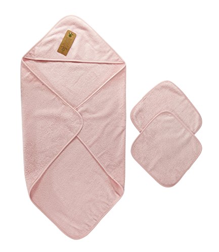 Arus Baby Organic Turkish Cotton Terry Hooded Nursery Towel Wrap Set, Pink, 35 x 35 inches
