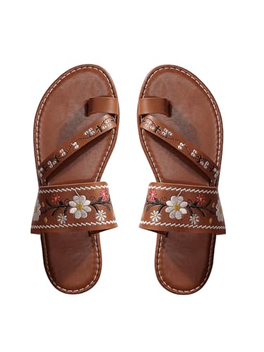 Verdusa Women's Embroidered Open Toe Slip On Flip Flop Sandals Summer Flat Sandals4