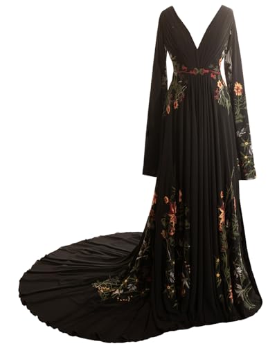 SZJMS Elegant Deep V Neck Chiffon Wedding Dresses for Bride