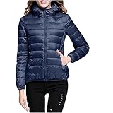 Chaquetas de manga larga de plumón para mujer Otoño Invierno Ligeras Finas con Capucha de Plumón de Diseño Simple Chaquetas con Capucha para Mujer 2025, M