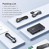 UGREEN HDMI KVM Switch 2 PC 1 Monitor Support 4K@60Hz, USB 3.0 KVM Switches for 2 Computers Share Keyboard/Mouse/Hard Drives/Printer and 1 Monitor, 4 Port KVM Switcher with Desktop Controller - Image 9