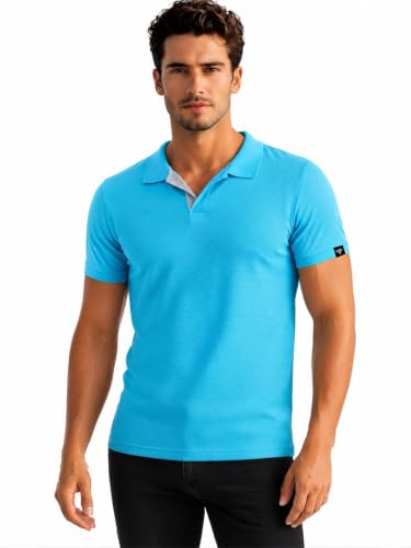 Image of Status Quo Men's Polo T-Shirt | Rich Cotton Blend | Slim Fit | All Day Comfort | Contrast Inner Placket | Polo Collar