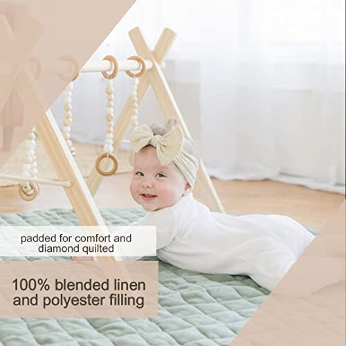 Poppyseed Play Baby Play Mat, Extra-Thick & Extra-Large Round Floor Pad, Designed For Tummy Time, Crawling, & Baby Activity Gyms, Foldable & Portable (Green, 55" Round) #TOP2