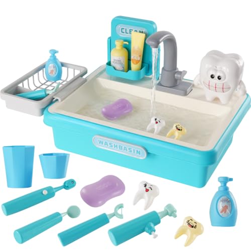 Image of Kids Play Sink with Running Water, Pretend Role Play Toys for Girls Boys
