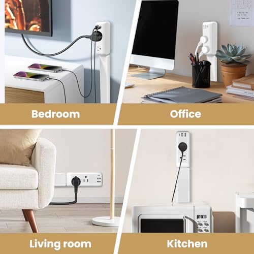 TLNLORES 180° Rotating Plug Outlet Extender with 2 AC Outlets, USB-A & USB-C Ports, 23-35 Inch Extension Cord for Hard to Reach Spaces, Behind Couches, Desks & Nightstands, Power Socket Expander by TLNLORES - Image 4