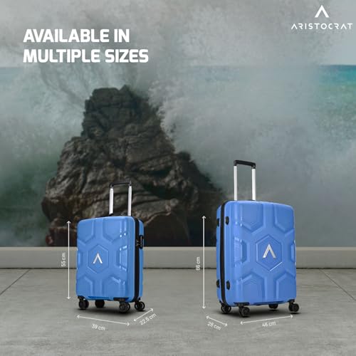 Image of Aristocrat Rock | Set of 2 Trolley Bag, 55+66 Cm, Small+Medium Hardside Luggage | 4 Wheels, Combination Lock | Polypropylene | Suitcase for Travel | 7 Year International Warranty | Ocean Blue