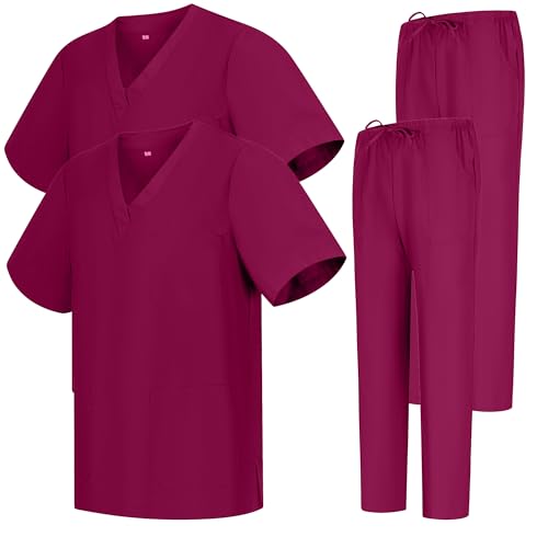 MISEMIYA Sanitaires Bz-2-6801-6802 2er Set Sanitär-Pyjama 2-6801-6802, Kastanienbraun, XL (2er-Pack) Unisex Erwachsene, granatrot, XL