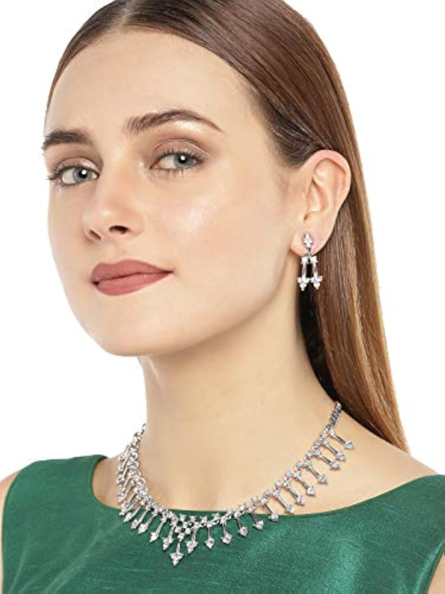 Women's Shimmering Austrian Diamonds Studded Necklace Set