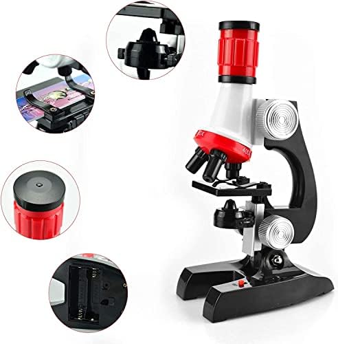 Science Kits for Kids Beginner Microscope with LED 100X 400X and 1200X-Include Sample Prepared Slides 12pc- Educational Toy for School Usage, Early Education for Kid Home Usage Birthday 7 41HfdU9meaL. AC