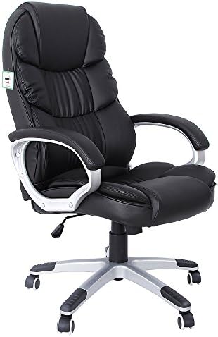 SONGMICS Office Executive Swivel Chair with 76 cm High Back Large Seat and Tilt Function Computer Chair PU Black OBG24BUK