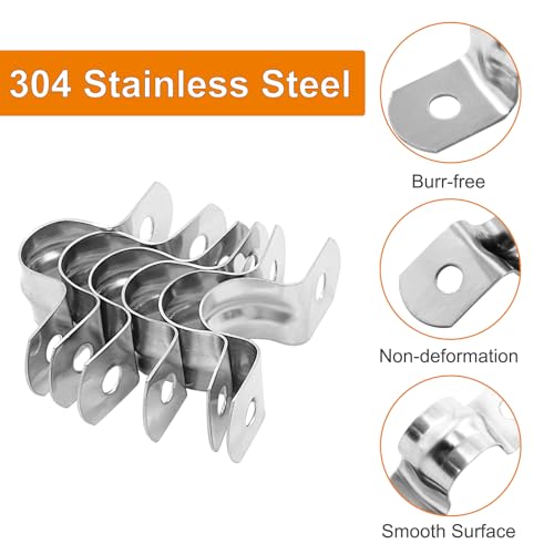 Image of Biaungdo M12 1 /2 inch Rigid Pipe Strap, Stainless Steel, Silver, 30 Pcs | Two Hole Strap, U Bracket Pipe Clamps, Heavy Duty Conduit Clamps, Tension Tube Clip Cable Clamp Hanger