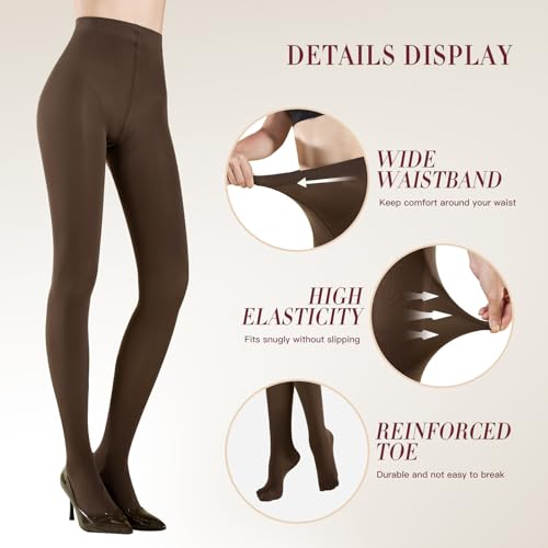 Image of MANZI Women's Solid Color Semi Opaque Footed Tights Soft Stretch Pantyhose