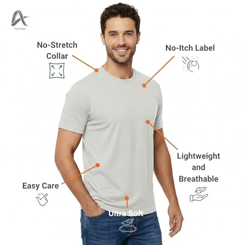 Image of Men's 100% Cotton Crew Neck T-Shirt | Regular Fit | Soft & Breathable | Casual Everyday Wear