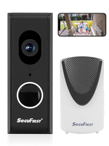 SecuFirst Campanello con fotocamera con Chime, campanello video cablato, campanello WLAN per porta d'ingresso esterno, impermeabile, scheda di memoria 64G, audio a 2 vie SecuFirst Campanello con fotocamera con Chime, campanello video cablato, campanello WLAN per porta d'ingresso esterno, impermeabile, scheda di memoria 64G, audio a 2 vie