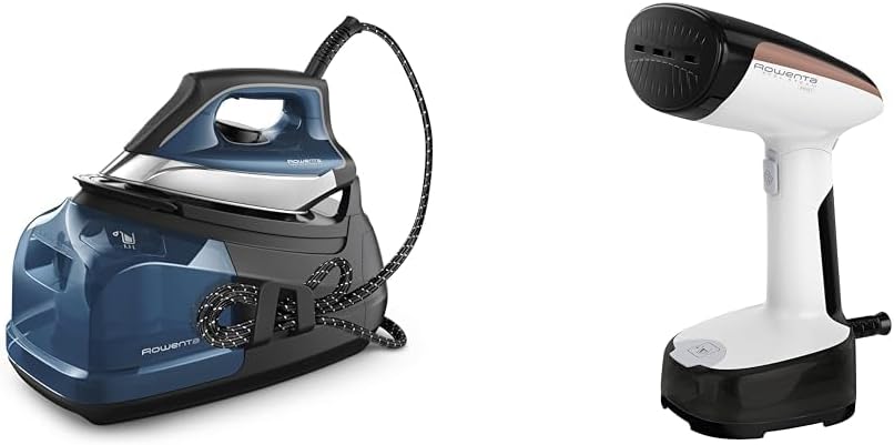 Rowenta Perfect Steam Pro Stainless Steel Soleplate Professional Steam Station & Access Steam Handheld Steamer for Clothes 15 Second Heatup, 4 Ounce Capacity 1150 Watts