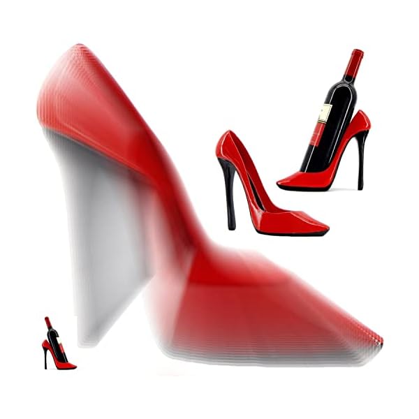 Bellaa 21381 Wine Bottle Holder Shoe Red Black High Heel Shaped Stiletto 8 Inch Tall - Image 3