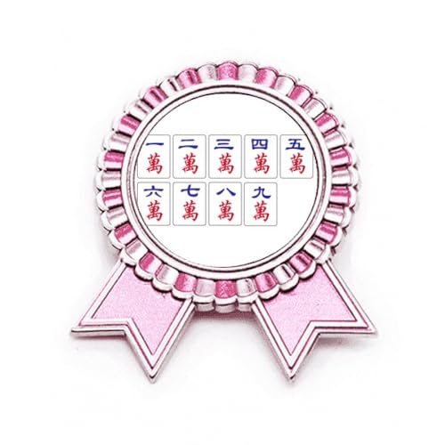 Broche Mahjong rose en métal de taille M pour accessoire de mode