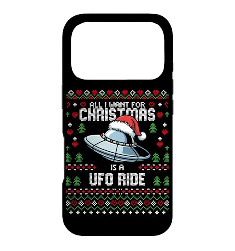 Alien UFO Ride Abduction �N���X�}�X �A�O���[�N���X�}�X�Z�[�^�[ �X�}�z�P�[�X iPhone 17 Pro �p