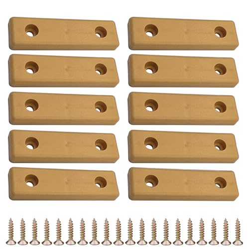 cyclingcolors 10x Patines Pies para Muebles en Plástico Rectangulares 50x14mm Mesa Armario cómoda Cama cuña Accesorio protección Suelos Altura para Atornillar, marrón claro