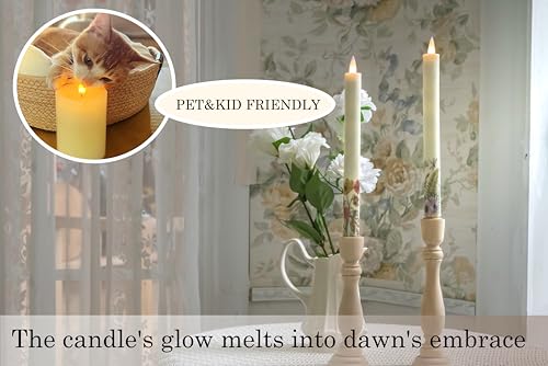 Image of Flameless Taper Candles Flickering with Remote and Timer, 3D Moving Flame Taper Candle Battery Operated to 400 Hours, 9 Inch Window Candles, (Wild Flower)