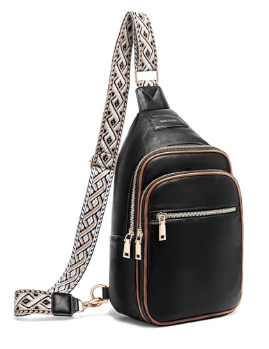 molshine Sling Crossbody Bag, Fashion Chest, Casual PU Leather Shoulder Bag for Men Women Work Travel Hiking Sport Cycling