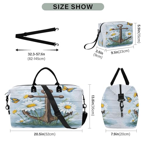 Travel Gym Bag, Boards Navigation Butterfies Weekender Overnight Duffle for Women with Toiletry Bag Travel Swim3