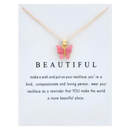 NEWITIN 10 Pieces Colorful Butterfly Pendant Necklace Set for Women Costume Jewelry Gold Plated Adjustable Necklaces Bohemian Dainty Acrylic Butterfly Chain Necklace Set for Women3