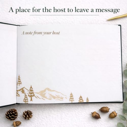 Image of Paper 'n Such Cabin Guest Book for Airbnbs and Vacation Homes- Forest Green Linen Hardcover - Guest Sign in at Short Term Rentals